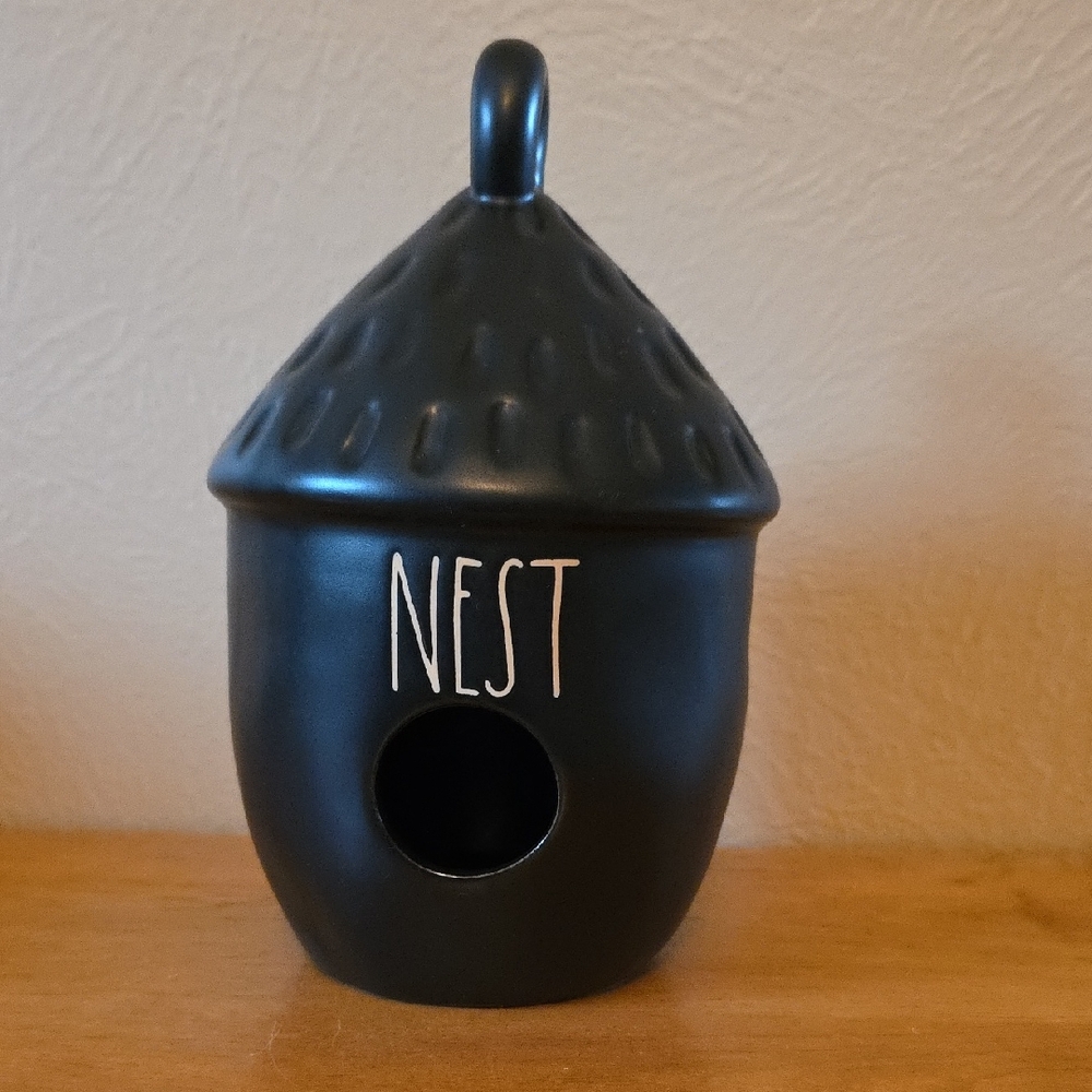 Rae Dunn Black 'Nest' Birdhouse Acorn
